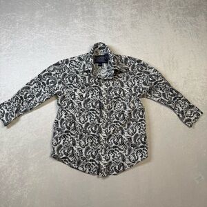Black and White Paisley Button-Up Shirt